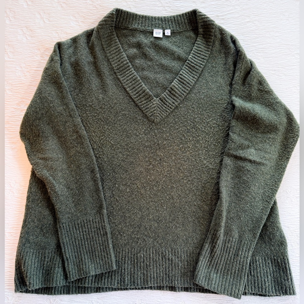 GAP Sweater wool green pullover v-neck size XL - Picture 8 of 8